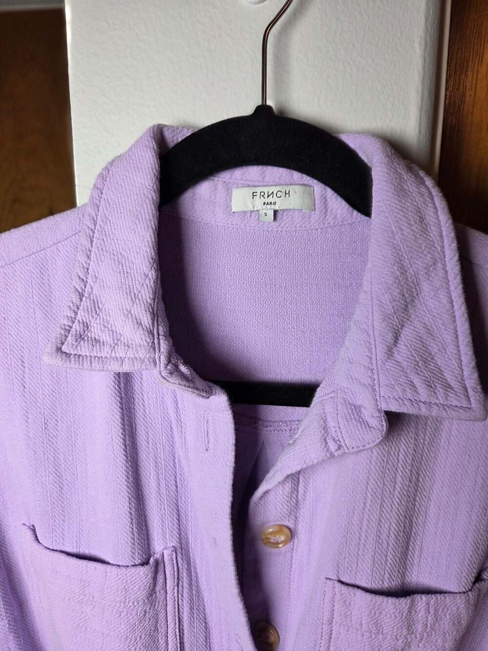 FRNCH Textured 100% Cotton Lilac Coastal Romper, Size S - Picture 4 of 7